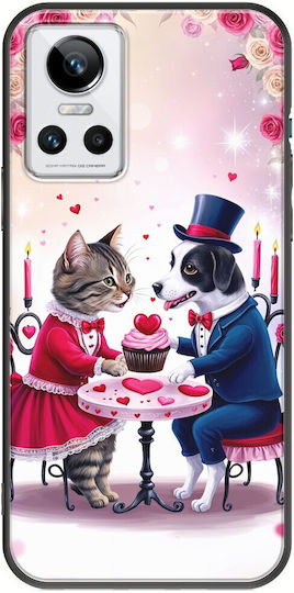 Valentine's Day Romantic Cat Dog Date Case Realme GT Neo 3 Black TPU Black Silicone