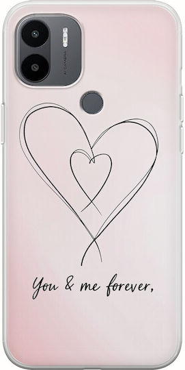 Калъф за Xiaomi Redmi A2 Plus с вечни свързани сърца за Свети Валентин, гъвкав прозрачен силикон TPU