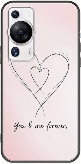 Valentine's Day Forever Connected Hearts Case for Huawei P60 Black TPU Black Silicone