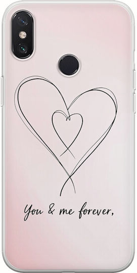 Калъф за Xiaomi Redmi Note 6 Pro с вечносвързани сърца за Свети Валентин, гъвкав прозрачен силикон TPU