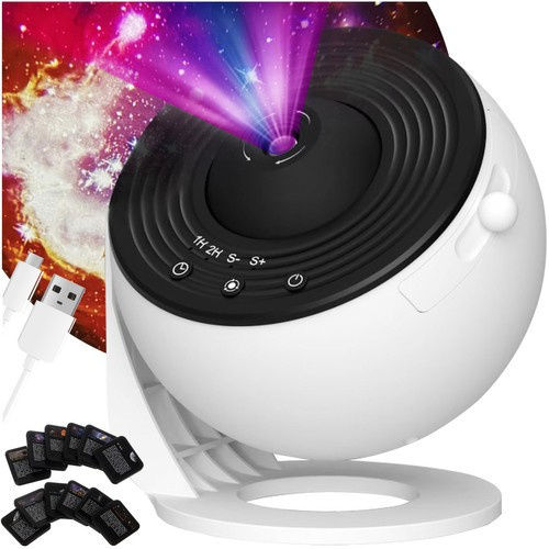 Izoxis Lumini LED Rotativ Lampă de proiecție pentru copii cu Proiecție de Stele Alb 11x11cm Izoxis Lumini LED Rotativ Lampă de proiecție pentru copii cu Proiecție de Stele Alb 11x11cm