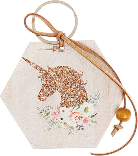 Christening Favor Wooden Keychain Unicorn Tex511-1