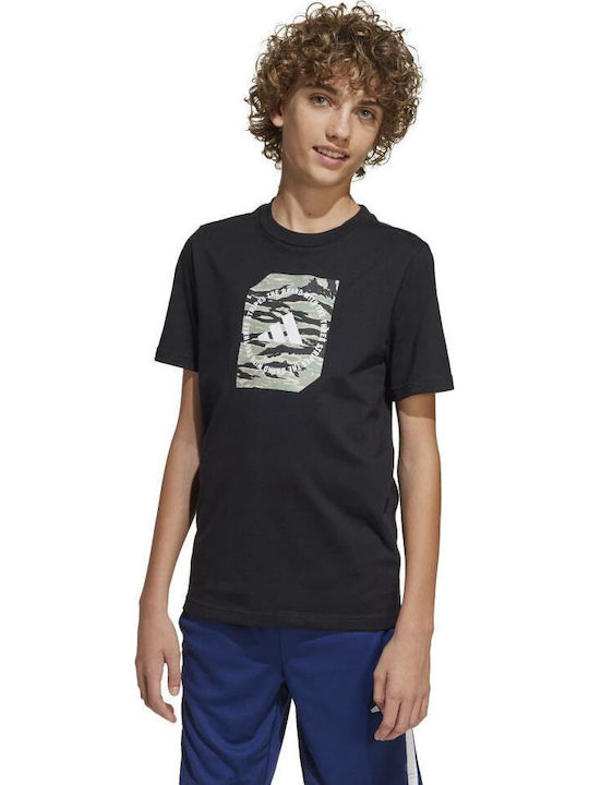 Kinder-T-Shirt Schwarz Camo Box