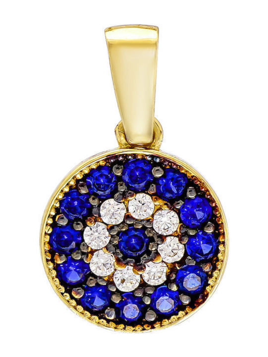 Kiriakos Gofas Charm Ματάκι από Χρυσό 14Κ Μπλε