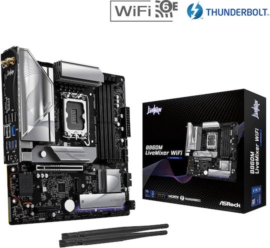 ASRock B860M LiveMixer WiFi Motherboard Micro ATX with Intel 1851 Socket