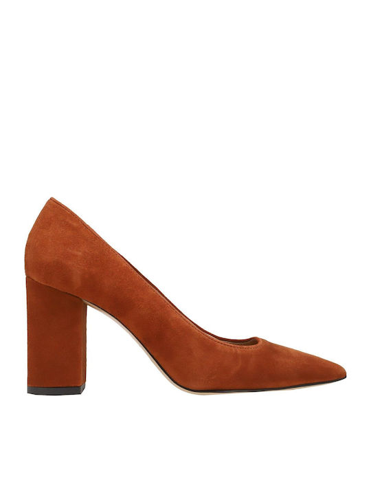 Kalogirou Suede Pointed Toe Tabac Brown High Heels
