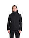 Women's Short Sports Softshell Jacket Waterproof and Windproof for Winter with Hood Black