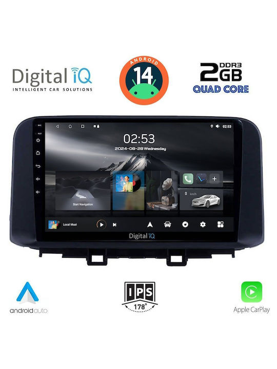 Digital IQ Auto-Audiosystem für Hyundai Kona 2017 (Bluetooth/USB/WiFi/GPS/Apple-Carplay/Android-Auto) mit Touchscreen 10"