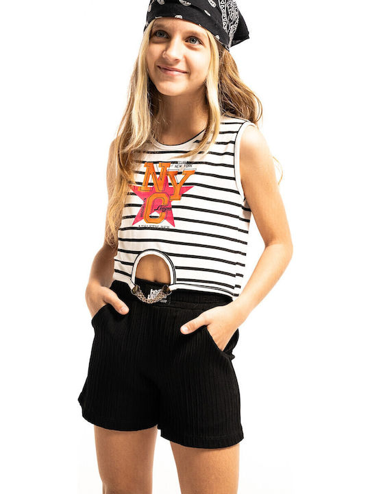 Kids' Set with Shorts Summer 2pcs White/Black