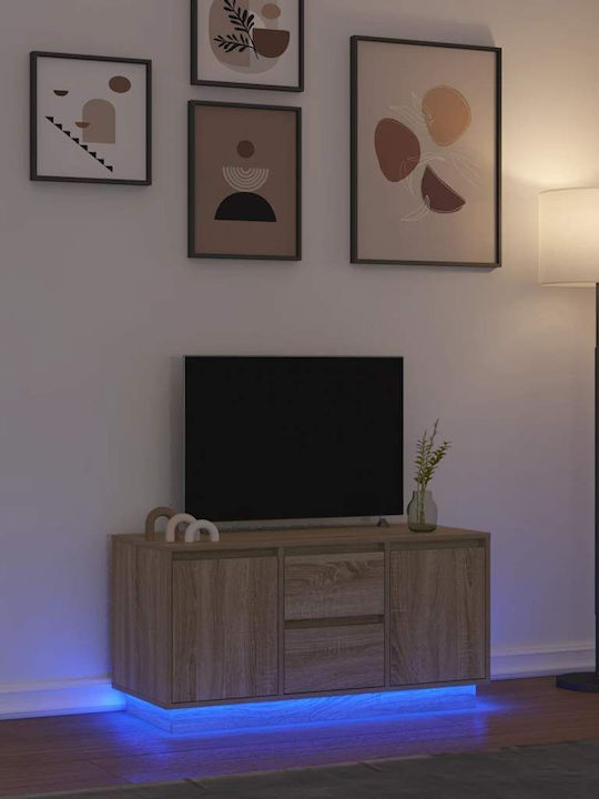Телевизионно Мебелче с LED Осветление Кафяво Д1...