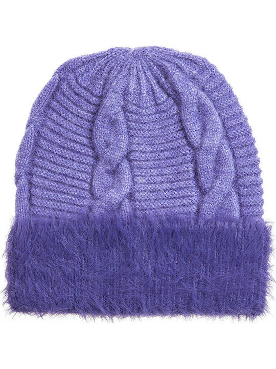 Beanie Γυναικείος Σκούφος Πλεκτός σε Λιλά χρώμα