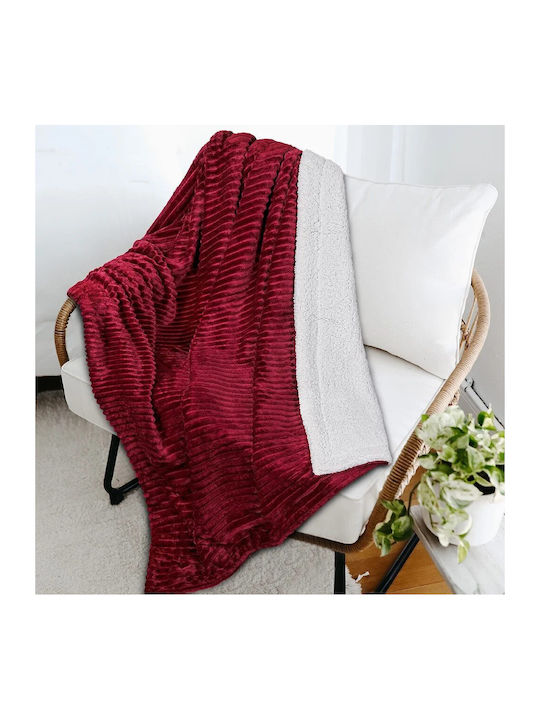 Κουβέρτα Γούνινη Μονή 160x220εκ. Wine Red