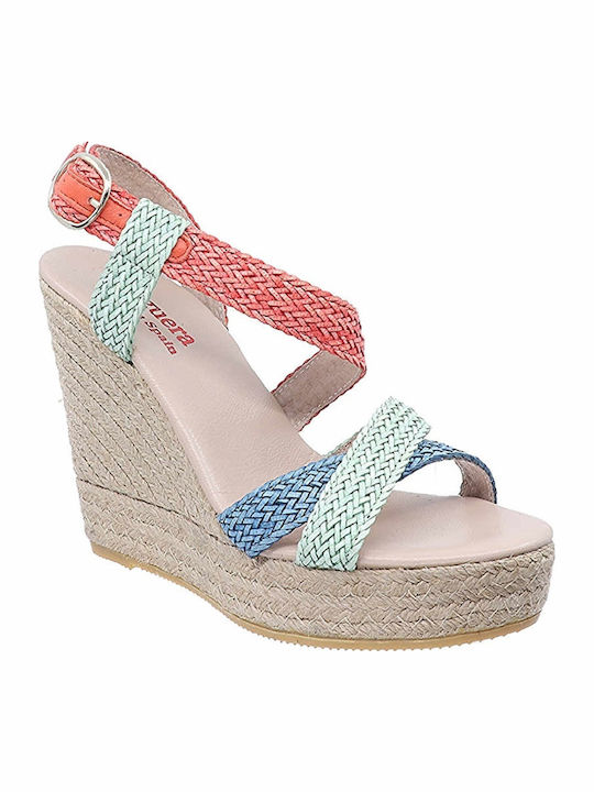 Women's Leather Platform Espadrilles Orange