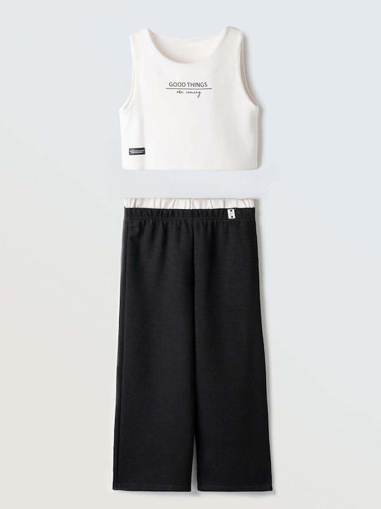 Kids Sweatpants Set white-black 2pcs