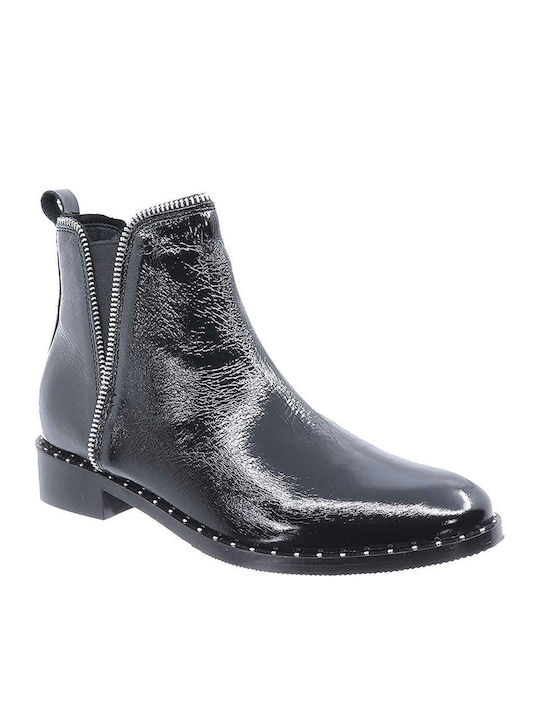 Stiefeletten Damen aus Lackleder Schwarz
