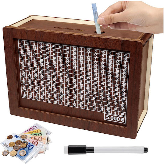 Wooden Money Box with Special Marker for Notes Up to 5000 Euros