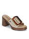 Mules mit Chunky Hoch Absatz in Beige Farbe