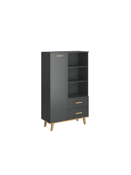 Bufet Pluton cu Sertare Anthracite-Gold Oak 90x40x151cm