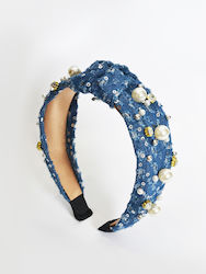 Denim Headband Pearls Sequins