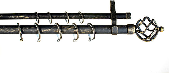 Grace Extendable Metallic Curtain Pole Double with Rod 120-210cm Black Mat