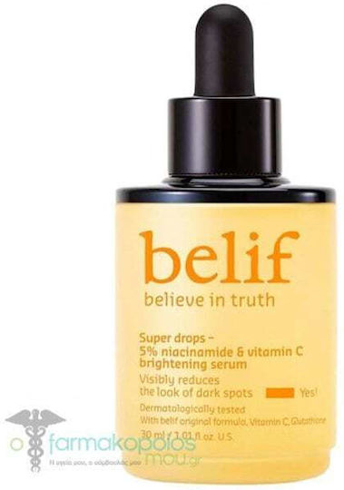 Belif Super Drops 5% Niacinamide & Vitamin C Moisturizing Serum Face with Vitamin C & Niacinamide for Radiance 30ml