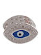 Kalliopi Silver Κρεμαστά Charm Ματάκι από Ασήμι με Ζιργκόν Μπλε