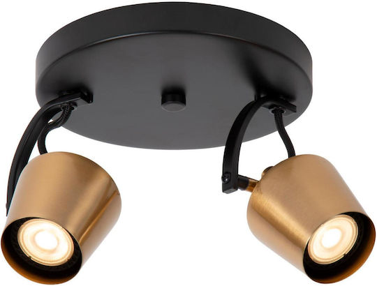 Lucide Lightning Emile Διπλό Σποτ με Ντουί GU10 σε Χρυσό Χρώμα