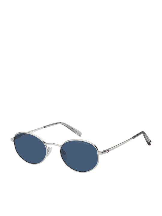 Tommy Hilfiger Men's Sunglasses with Silver Metal Frame and Blue Lens TH2219/S 010/KU