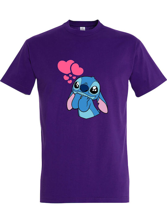 Kids' T-shirt Dark Purple Stitch Wants Your Love