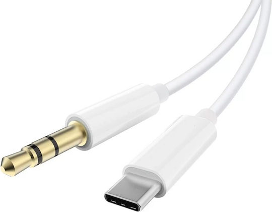 Powertech USB 2.0 Cable USB-C male - 3.5mm White 1m (CAB-UC089)