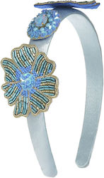 Blaues Haarband ''Blume'' Hellblaue Perlen 5-49...