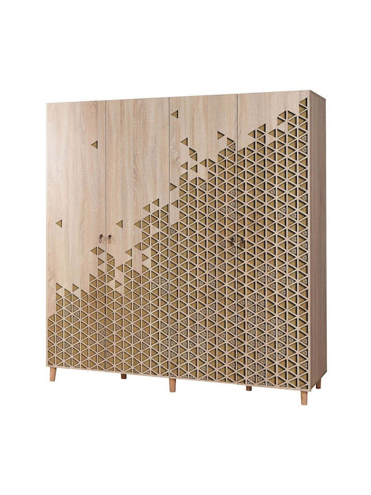 Vier Türen Kleiderschrank Oak 180x52x192cm