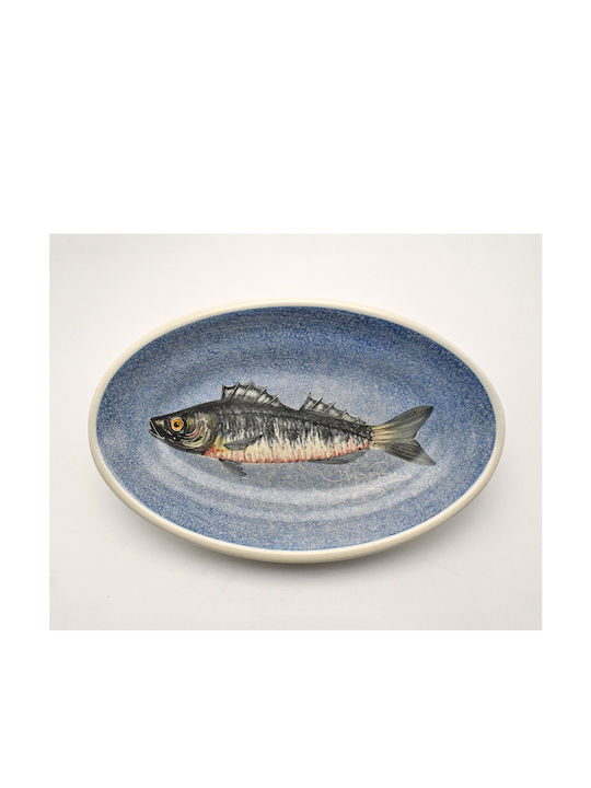 Round Ceramic Decorative Platter Blue 30x30cm