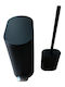 Eurocasa Metallic Toilet Brush and Basket Set Soft Close 5lt Black