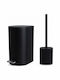Eurocasa Metallic Toilet Brush and Basket Set Soft Close 5lt Black