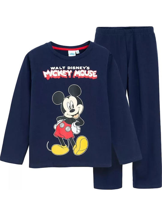 Disney Kinder Schlafanzug Winterlich Baumwoll Blue Mickey Star