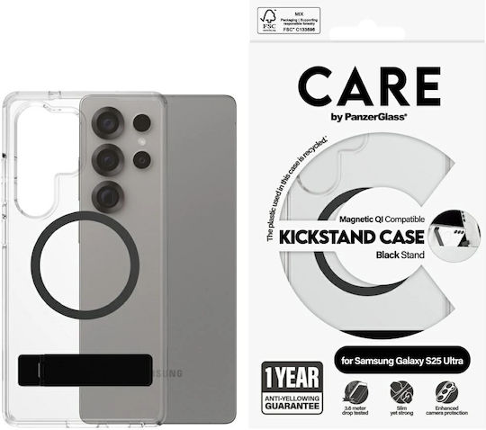 Care By Panzerglass Feature Case Transparent W Black Kickstand & Qi Compatible Samsung Galaxy S 25 Ultra
