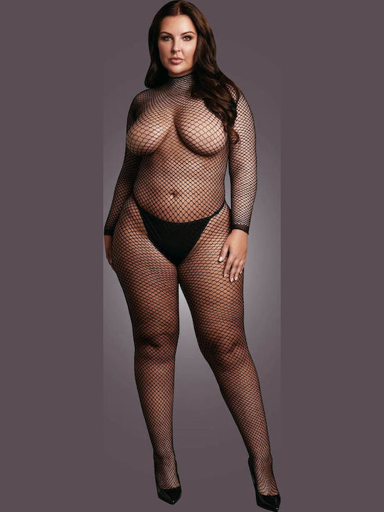 Bodystocking Διχτυωτό Μακρύ Μανίκι Άνοιγμα Στον Καβάλο Xl/4xl