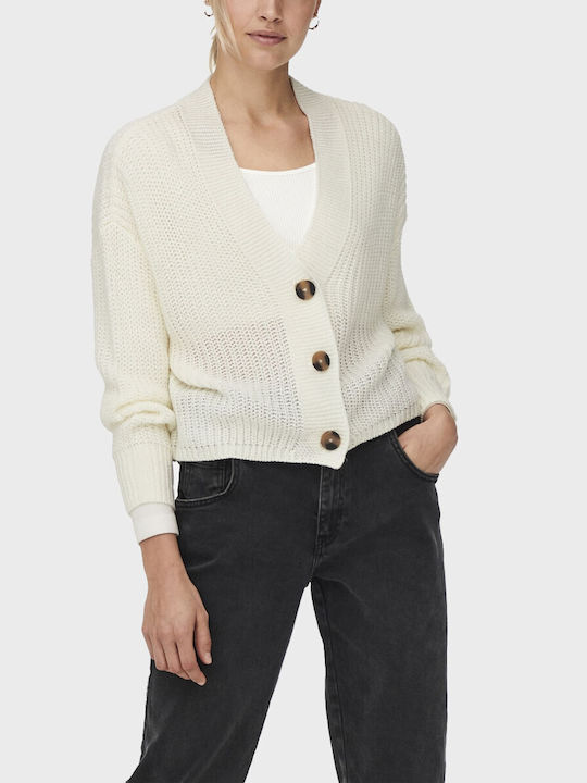 Only Women's Knitted Cardigan with Buttons white