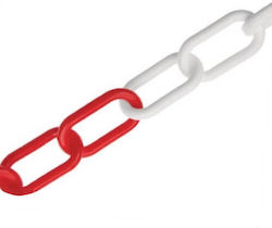 Lanț din plastic 6mm alb roșu 25m A-a409
