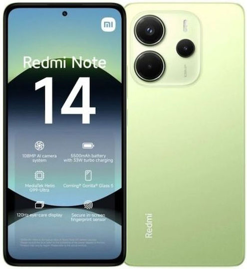 Xiaomi Redmi Note 14 4G Dual SIM (6GB/128GB) Lime Green