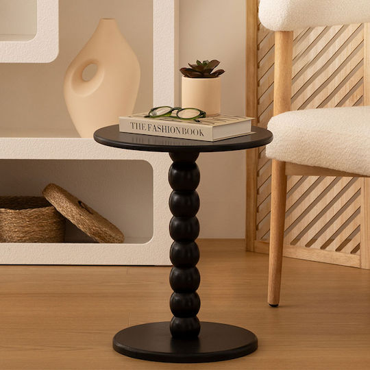 Round Side Coffee Table Chamlo Wooden Black W38xL38xH46.5cm