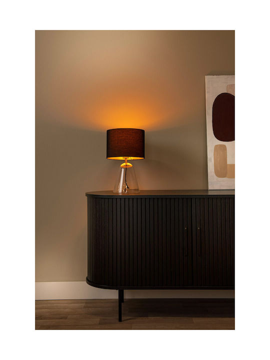 Lucide Lightning Campana Glass Table Lamp for Socket E27 with Brown Shade and Transparent Base