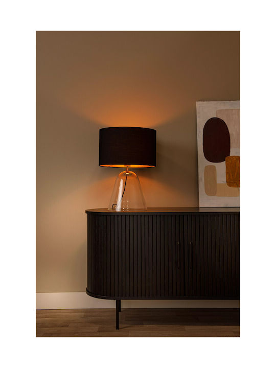 Lucide Lightning Campana Glass Table Lamp for Socket E27 with Brown Shade and Transparent Base