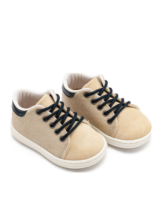 Babywalker Christening Leather Sneakers Beige/Blue