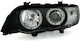 Предни фарове Angel Eyes BMW X5 E53 1999-2003 черни без H7 крушки комплект от 2 броя
