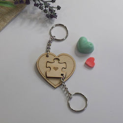 Set Keychain Wooden for Couples 2pcs