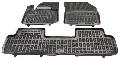 Rezaw Plast Set of Front and Rear Mats 3pcs Tray Type for Peugeot 5008 2014 Black