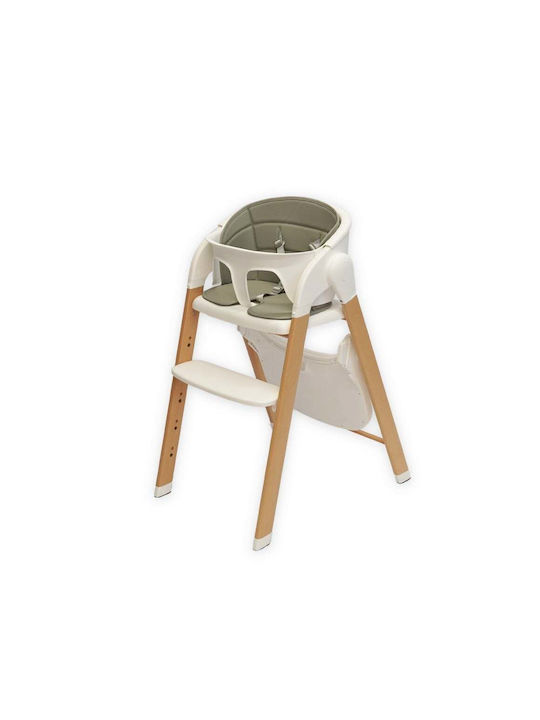 Bo Jungle Klappbarer Baby Hochstuhl mit Höhenverstellbar Pure Weiß