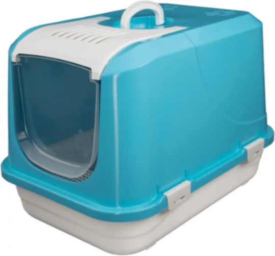 Cat Toilet Closed with Filter and Sieve Light Blue L58 x W42 x H42cm